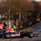 MILTON KEYNES, ENGLAND - DECEMBER 10:  Sebastian Vettel (L) of Germany and Red Bull Racing and Mark Webber (R) of Australia and Red Bull Racing drive during the Red Bull Racing Home Run event on December 10, 2011 in Milton Keynes, England.  (Photo by Vladimir Rys/Getty Images for Red Bull)