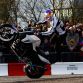 MILTON KEYNES, ENGLAND - DECEMBER 10:  Stunt motorcycle expert Chris Pfeiffer performs for the crowd while attending the Red Bull Racing Home Run event on December 10, 2011 in Milton Keynes, England.  (Photo by Richard Heathcote/Getty Images for Red Bull)