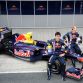 JEREZ DE LA FRONTERA, SPAIN - FEBRUARY 09:  Red Bull Racing F1 team unveil their new car the RB5 with drivers Mark Webber (L) and Sebastian Vettel at the Circuito de Jerez on February 9, 2009 in Jerez de la Frontera, Spain.  (Photo by Jasper Juinen/Getty Images) *** Local Caption *** Mark Webber;Sebastian Vettel