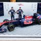 VALENCIA, SPAIN - FEBRUARY 01:  Jaime Alguersuari (L) of Spain and Sebastien Buemi (R) of Switzerland attend the unveiling of the new Scuderia Toro Rosso STR6 at the Ricardo Tormo Circuit on February 1, 2011 in Valencia, Spain.  (Photo by Peter J Fox/Getty Images)