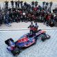 VALENCIA, SPAIN - FEBRUARY 01:  Jaime Alguersuari (R) of Spain and Sebastien Buemi (L) of Switzerland attend the unveiling of the new Scuderia Toro Rosso STR6 at the Ricardo Tormo Circuit on February 1, 2011 in Valencia, Spain.  (Photo by Ker Robertson/Getty Images)