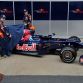 BARCELONA, SPAIN - MARCH 09:  Drivers Sebastian Bourdais (L) and Sebastien Buemi of team Toro Rosso unveil their new car the STR 4 at the Circuit de Catalunya on March 9, 2009 in Barcelona, Spain.  (Photo by Jasper Juinen/Getty Images)