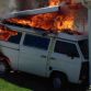 Volkswagen Vanagon on fire
